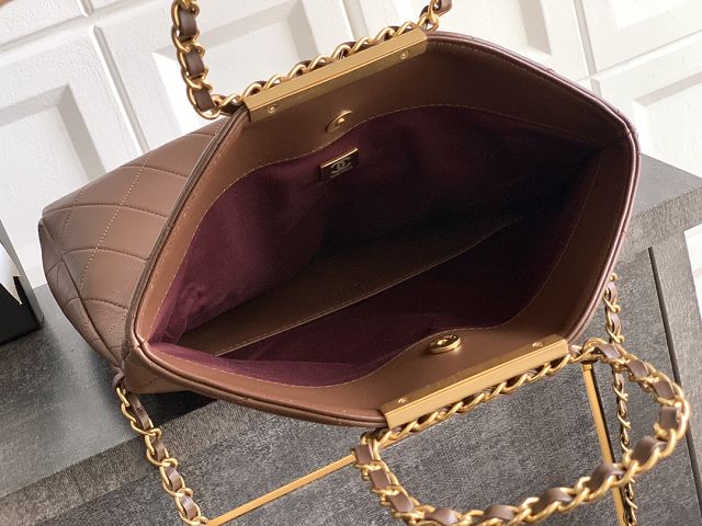 CC original calfskin medium handbag AS5896 dark brown