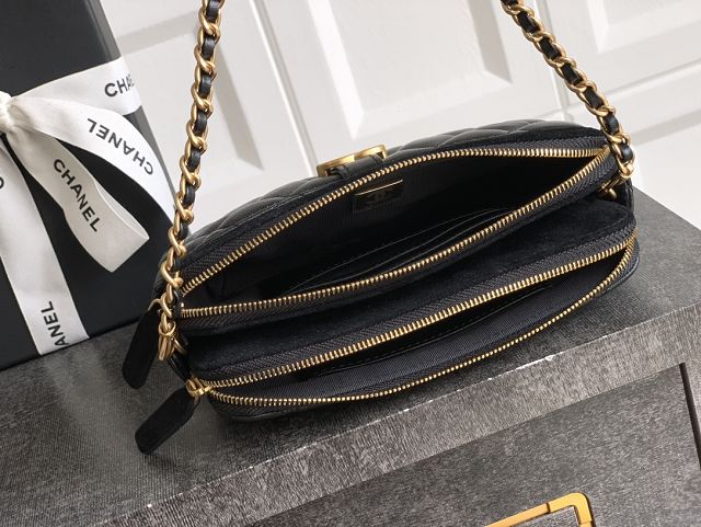 CC original suede&lambskin vanity with chain AP4670 black