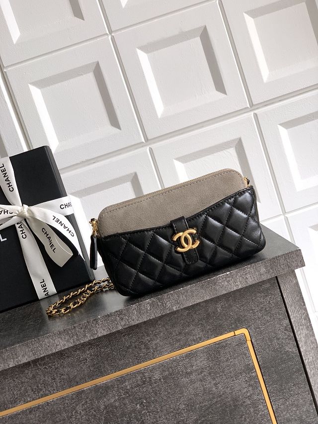 CC original suede&lambskin vanity with chain AP4670 black&grey