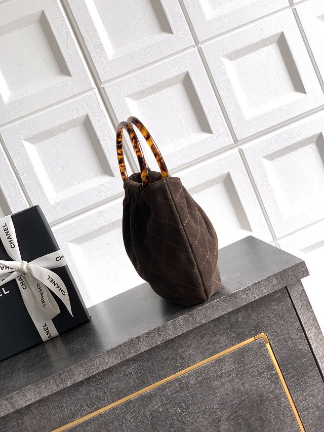 CC original suede calfskin small hobo bag AS6022 dark brown