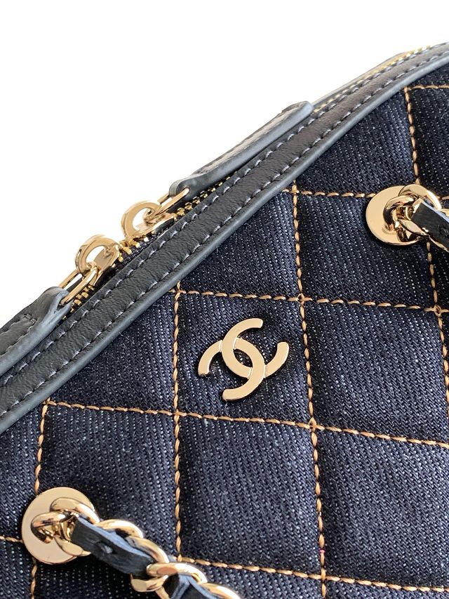 CC original denim clutch with chain AP5094 dark blue