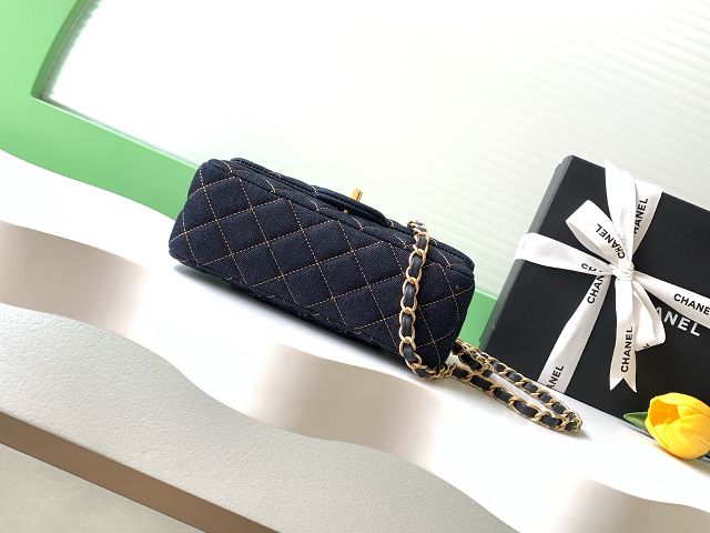 CC original denim mini flap bag A69900 dark blue