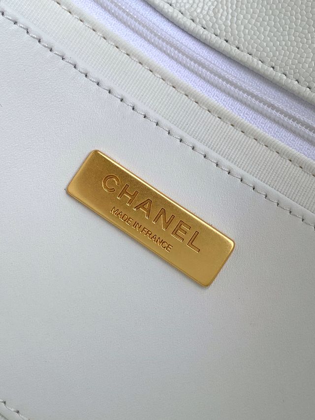 CC original grained calfskin medium flap bag AS3653 white