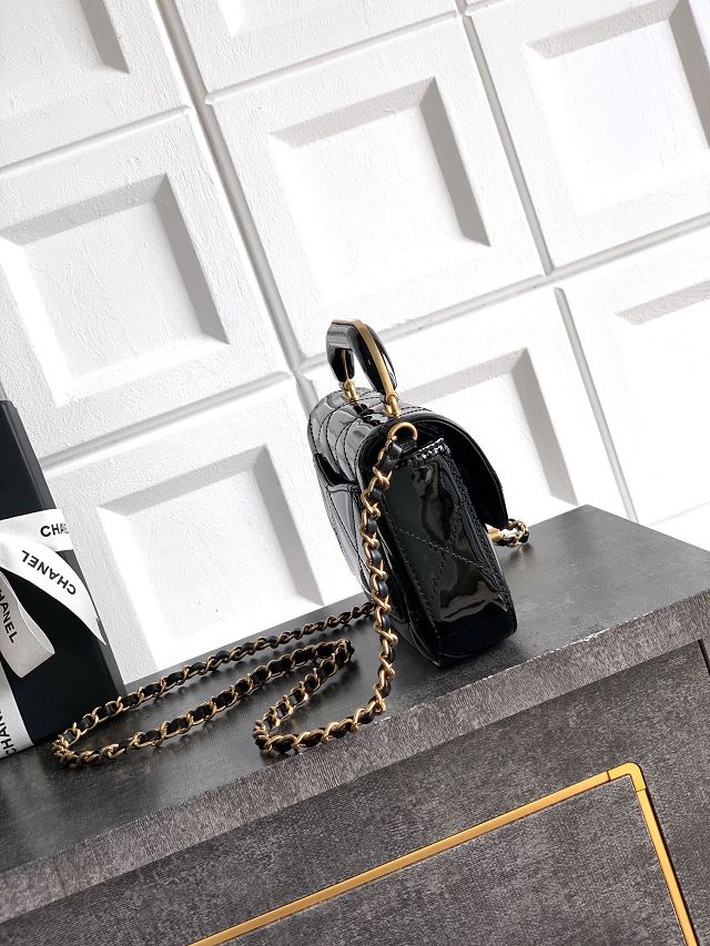 CC original patent calfskin small clutch AS5805 black