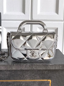 CC original patent calfskin small clutch AS5805 silver