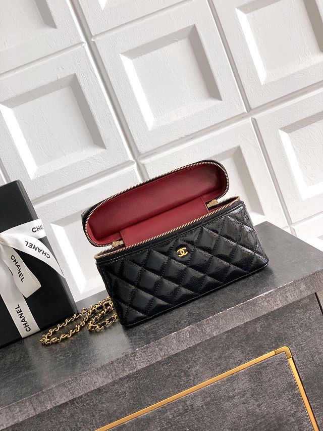 CC original patent calfskin vanity with chain AP4385 black