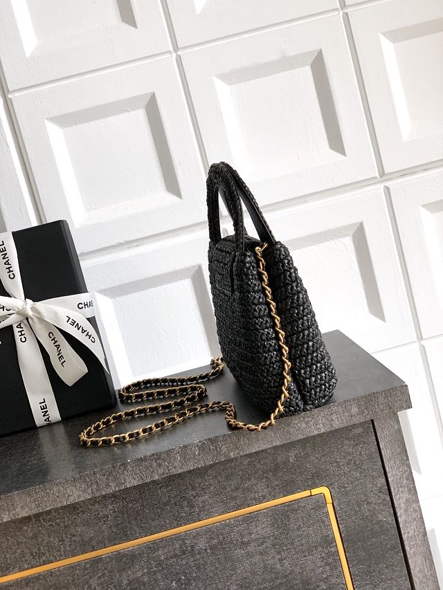 CC original raffia mini shopping bag AS4416 black