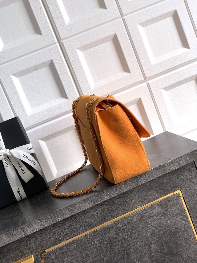 CC original suede calfskin maxi flap bag AS6281 orange