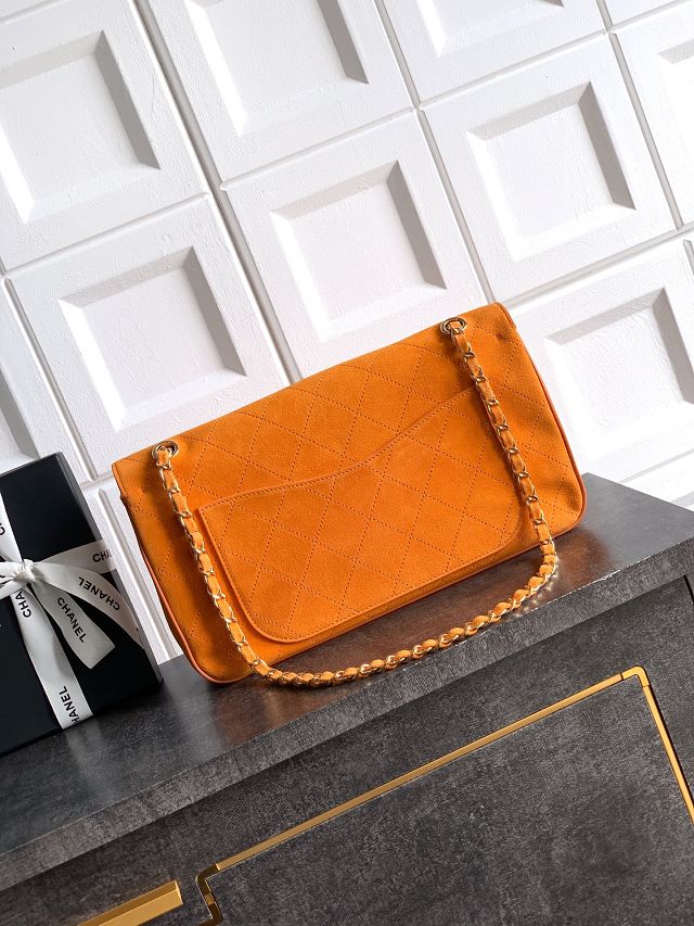 CC original suede calfskin maxi flap bag AS6281 orange