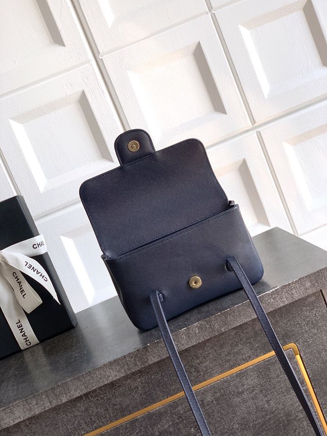 CC original grained calfskin clutch AP5068 dark blue