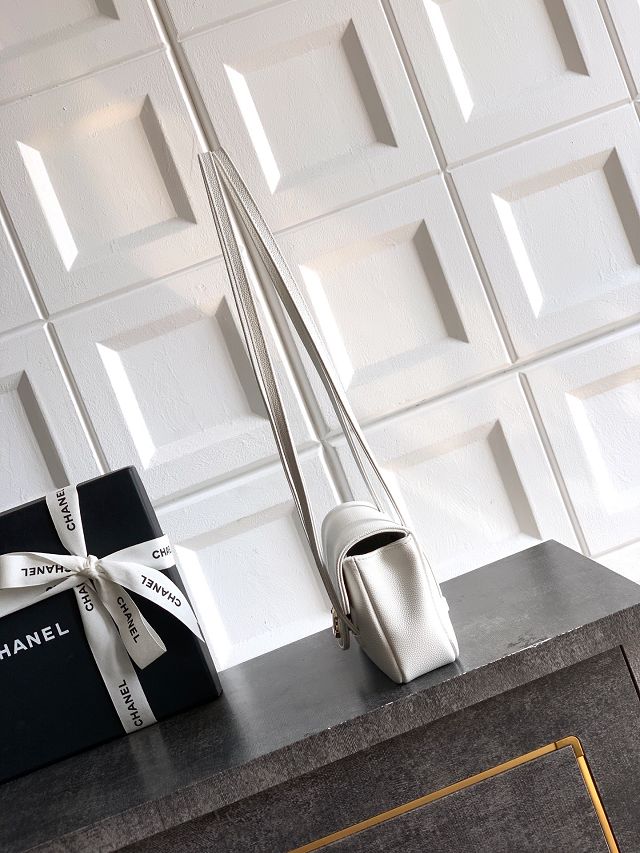 CC original grained calfskin clutch AP5068 white