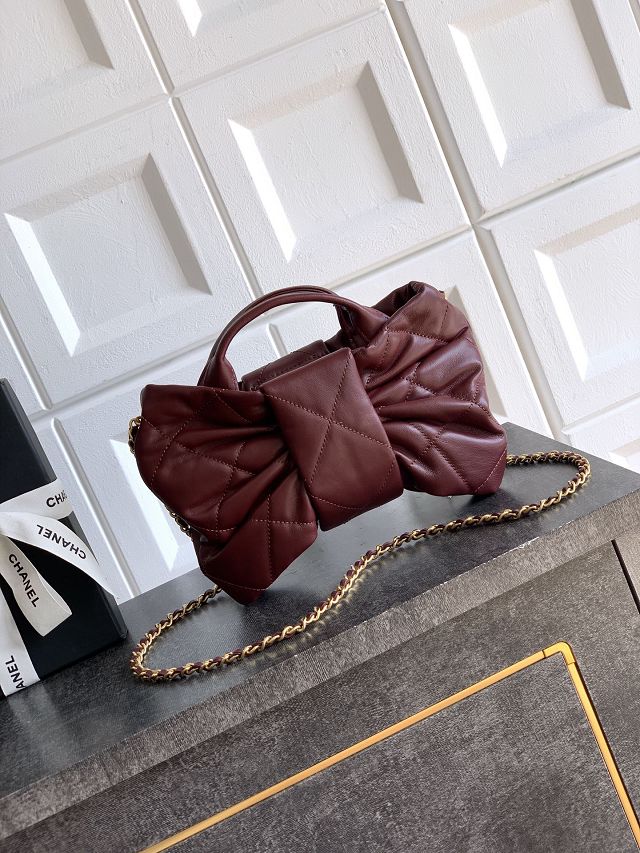 CC original lambskin small handbag AS5849 bordeaux