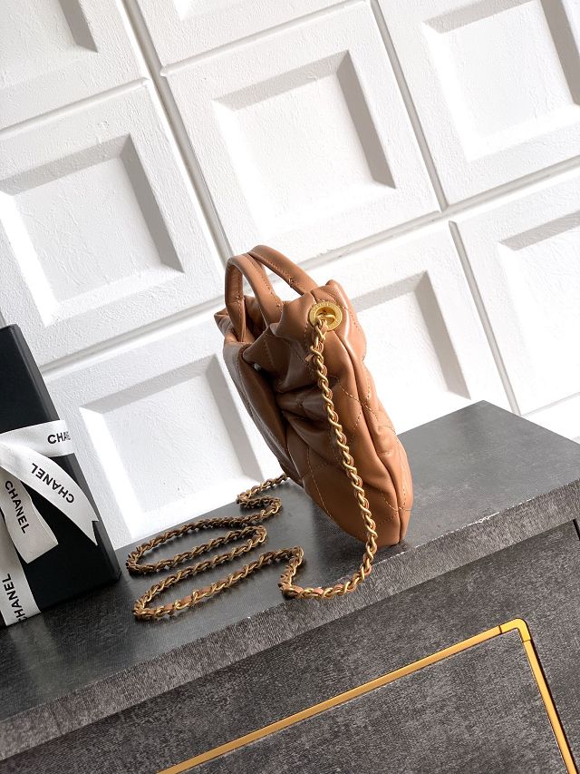 CC original lambskin small handbag AS5849 caramel