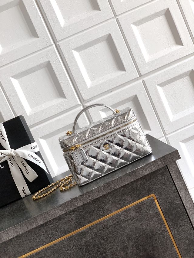 CC original shiny calfskin vanity with chain AP4385 silver