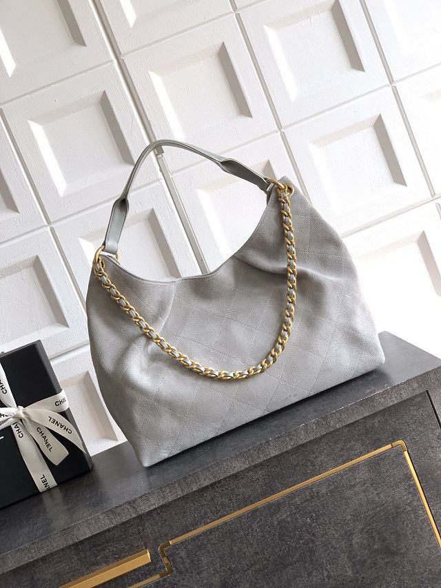 CC original suede calfskin large hobo bag AS5978 light grey
