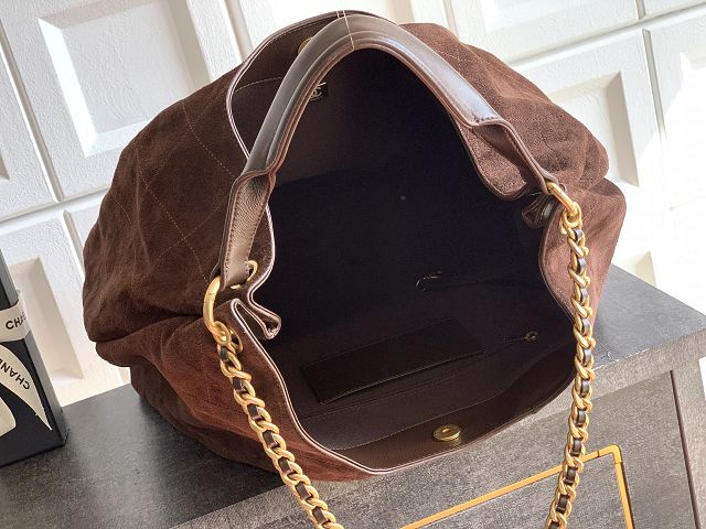 CC original suede calfskin maxi hobo bag AS6016 dark brown