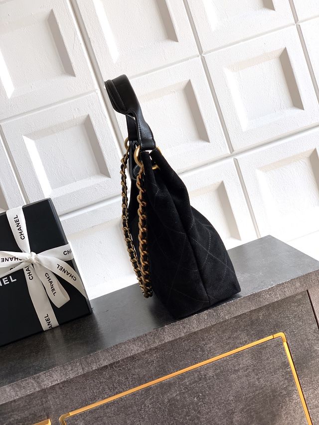 CC original suede calfskin medium hobo bag AS5970 black
