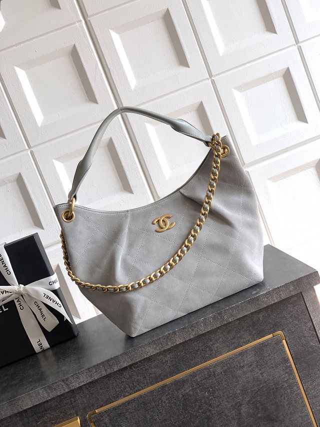 CC original suede calfskin medium hobo bag AS5970 light grey