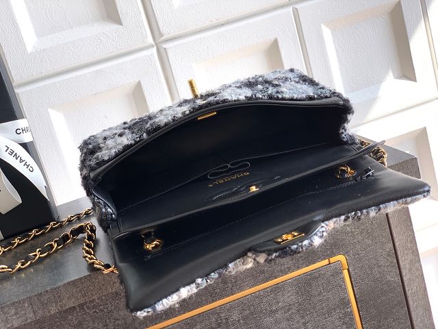 CC original tweed medium flap bag A01112 black