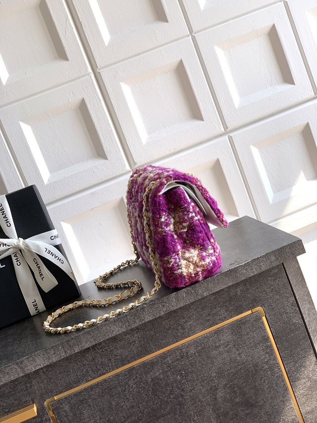CC original tweed medium flap bag A01112 purple