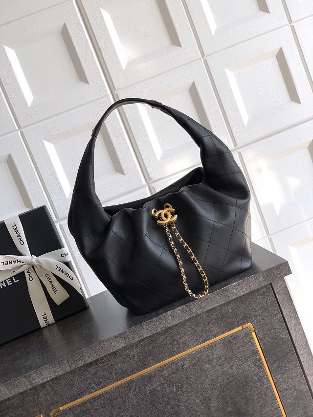 CC original calfskin medium hobo bag AS5976 black