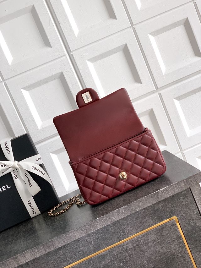 CC original lambskin top handle flap bag AS1790 bordeaux