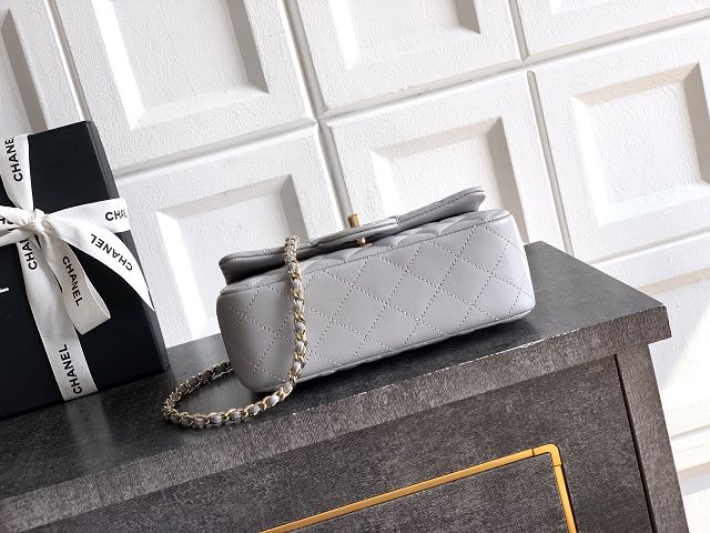 CC original lambskin top handle flap bag AS1790 grey