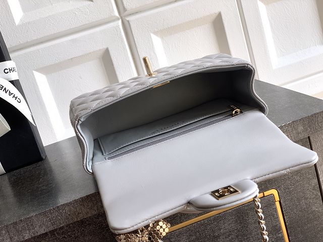 CC original lambskin top handle flap bag AS1790 grey