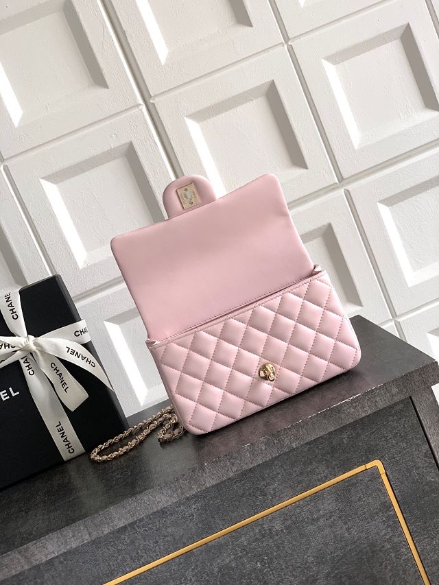 CC original lambskin top handle flap bag AS1790 light pink