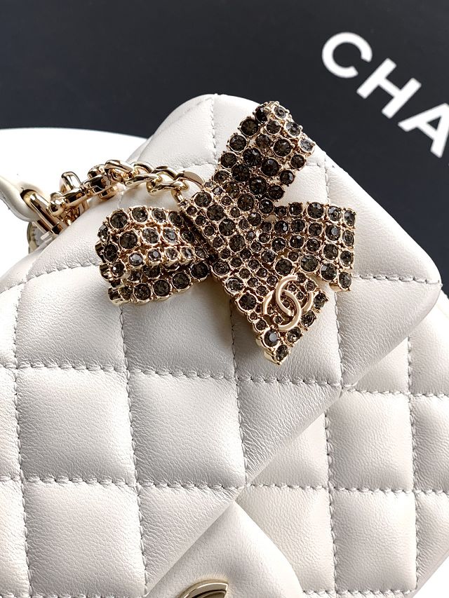 CC original lambskin top handle flap bag AS1790 white