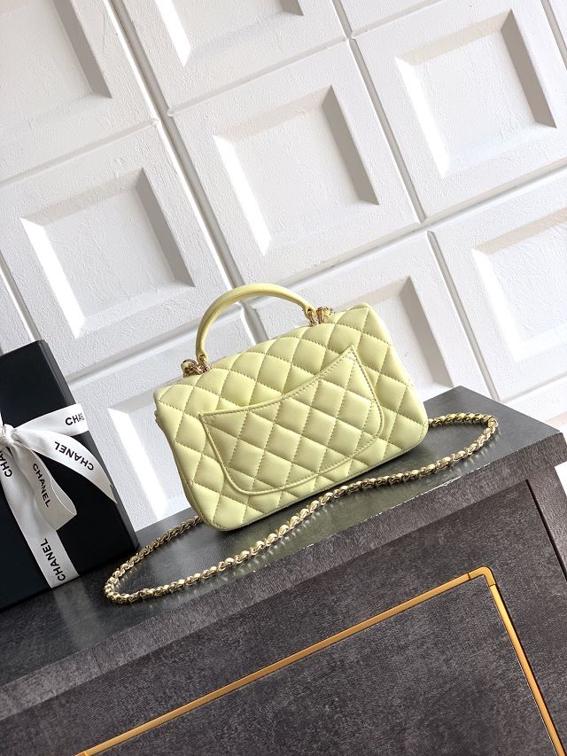 CC original lambskin top handle flap bag AS1790 yellow