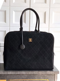 CC original suede calfskin maxi bowling bag AS6212 black
