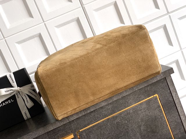CC original suede calfskin maxi bowling bag AS6212 dark beige
