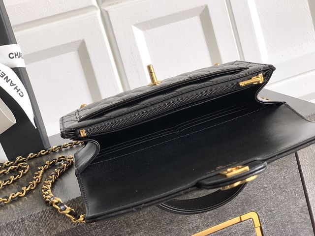CC original calfskin clutch with chain AP4182 black