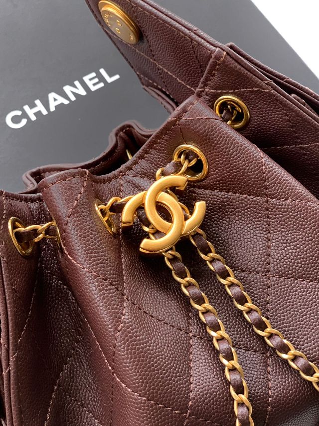 CC original grained calfskin 25 mini handbag AS5631 dark brown