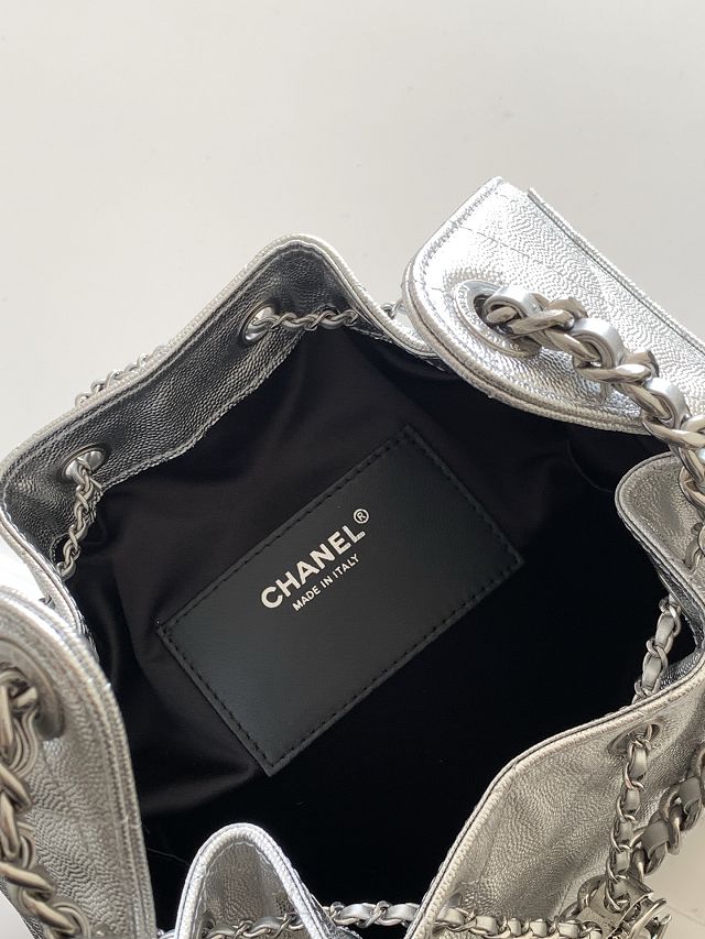 CC original grained calfskin 25 small handbag AS5293 silver