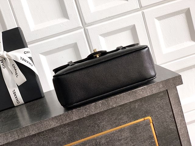 CC original grained calfskin small flap bag AS6130 black