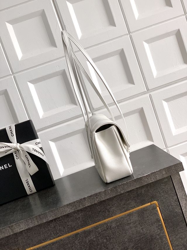 CC original grained calfskin small flap bag AS6130 white