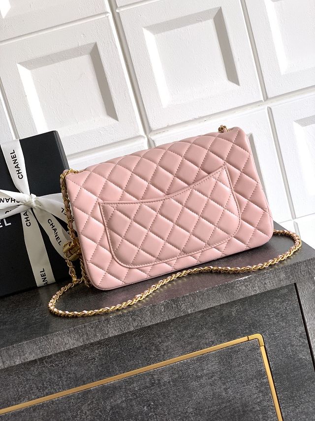 CC original lambskin medium flap bag AS5756 pink