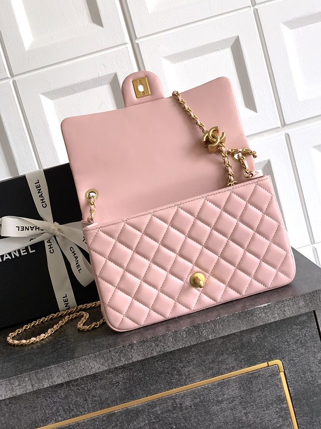 CC original lambskin medium flap bag AS5756 pink