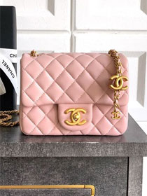 CC original lambskin mini flap bag AS5758 pink 