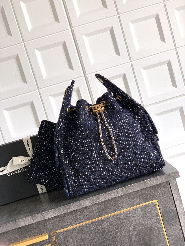 CC original tweed 25 medium handbag AS5311 dark blue