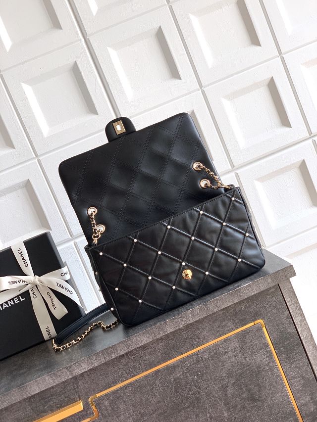 CC original lambskin medium flap bag AS1202 black