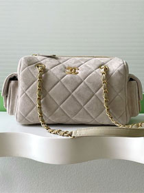 CC original suede calfskin small bowling bag AS5792 grey