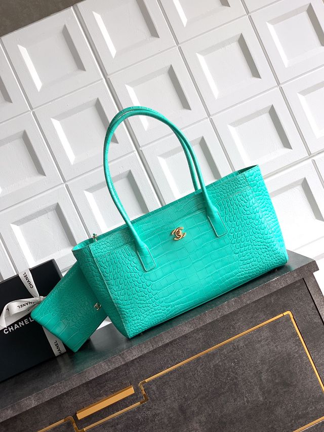 CC original crocodile calfskin small tote bag AS6243 green