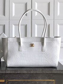 CC original crocodile calfskin small tote bag AS6243 white