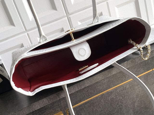 CC original crocodile calfskin small tote bag AS6243 white