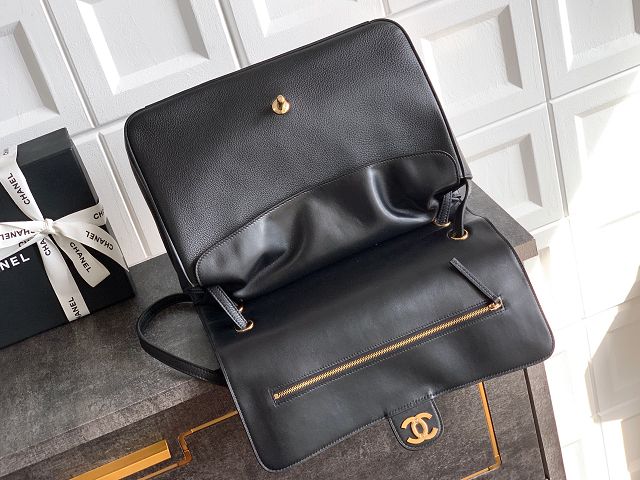 CC original grained calfskin maxi flap bag AS6233 black