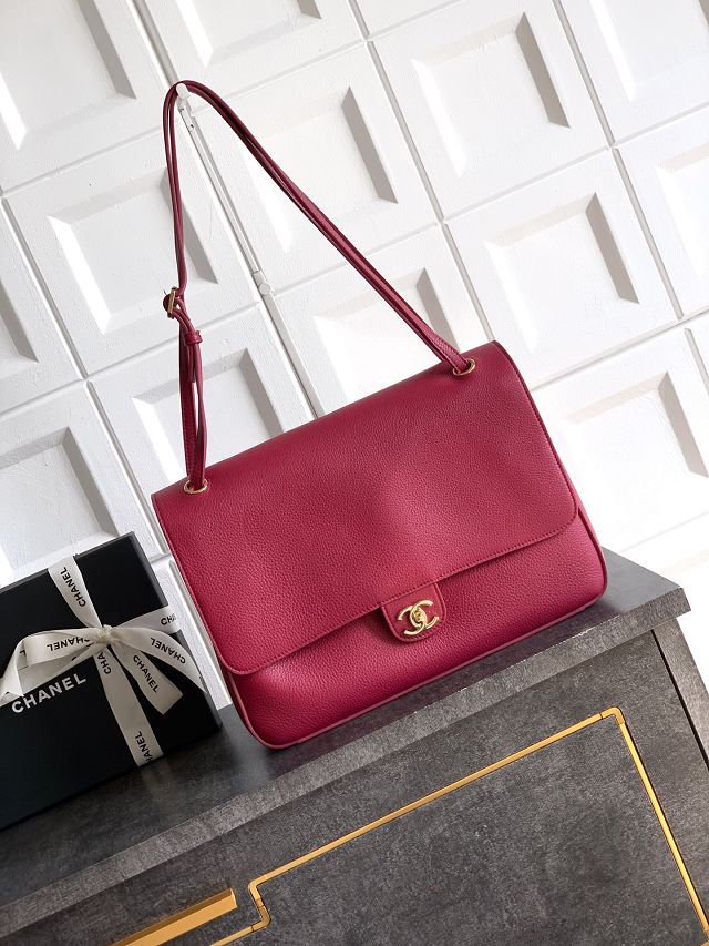 CC original grained calfskin maxi flap bag AS6233 bordeaux
