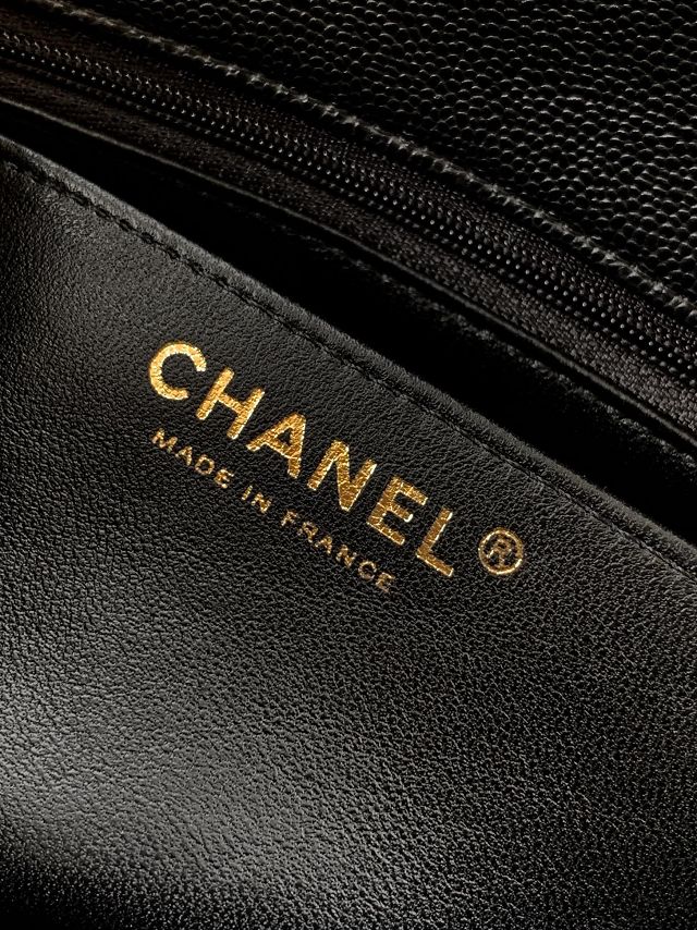 CC original grained calfskin top handle flap bag AS5702 black